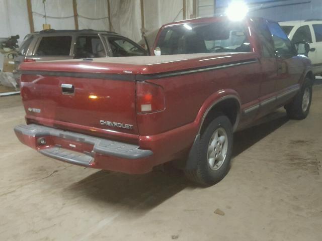 1GCDT19W718162622 - 2001 CHEVROLET S TRUCK S1 RED photo 4