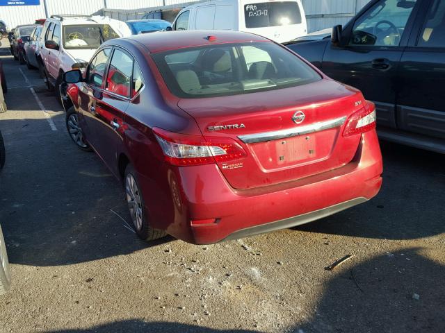 3N1AB7AP8FL658375 - 2015 NISSAN SENTRA S RED photo 3