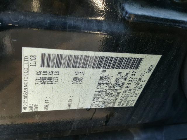 1N4AA51E39C833737 - 2009 NISSAN MAXIMA S BLACK photo 10