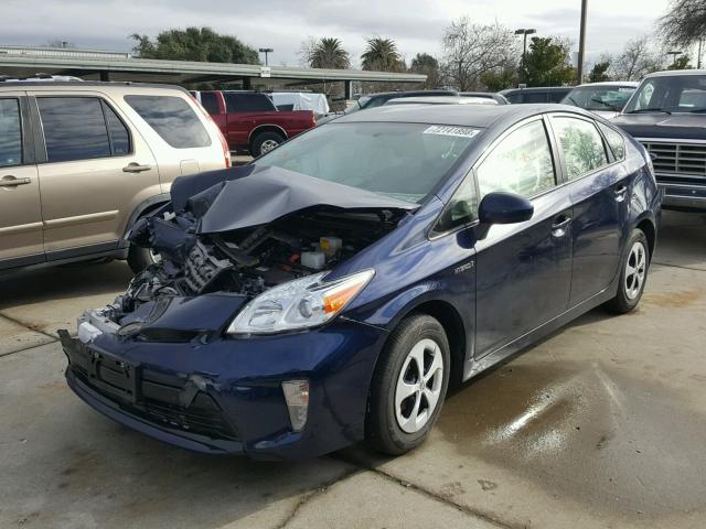 JTDKN3DU7F0484525 - 2015 TOYOTA PRIUS BLUE photo 2