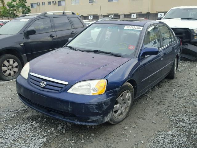 2HGES25711H561288 - 2001 HONDA CIVIC EX BLUE photo 2