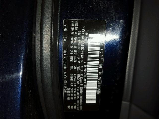 4S4WX9HD3D4400677 - 2013 SUBARU TRIBECA LI 黑色 照片 10