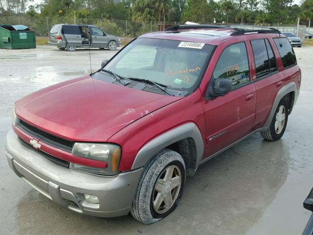 1GNDT13S522264194 - 2002 CHEVROLET TRAILBLAZE BURGUNDY photo 2