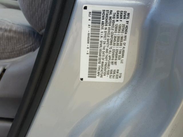 5FNRL18534B135792 - 2004 HONDA ODYSSEY LX SILVER photo 10