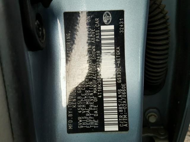 4T1BK36B48U272418 - 2008 TOYOTA AVALON XL BLUE photo 10