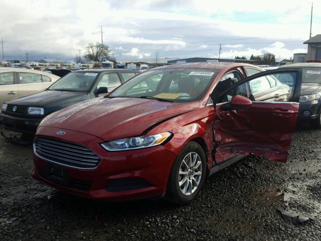 3FA6P0G75GR134785 - 2016 FORD FUSION S RED photo 2