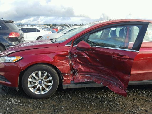3FA6P0G75GR134785 - 2016 FORD FUSION S RED photo 9