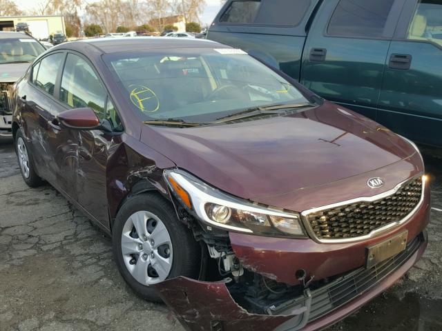 3KPFK4A74HE036591 - 2017 KIA FORTE LX BURGUNDY photo 1