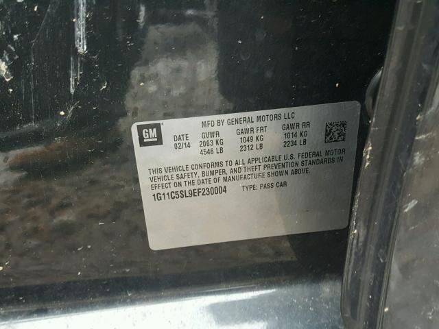 1G11C5SL9EF230004 - 2014 CHEVROLET MALIBU 1LT 石墨色 照片 10