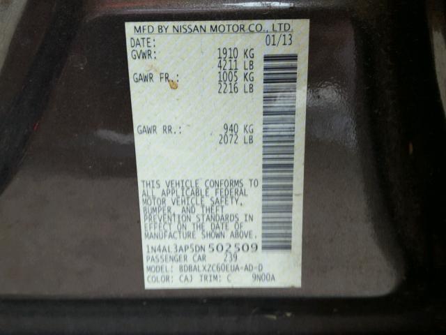 1N4AL3AP5DN502509 - 2013 NISSAN ALTIMA 2.5 BROWN photo 10