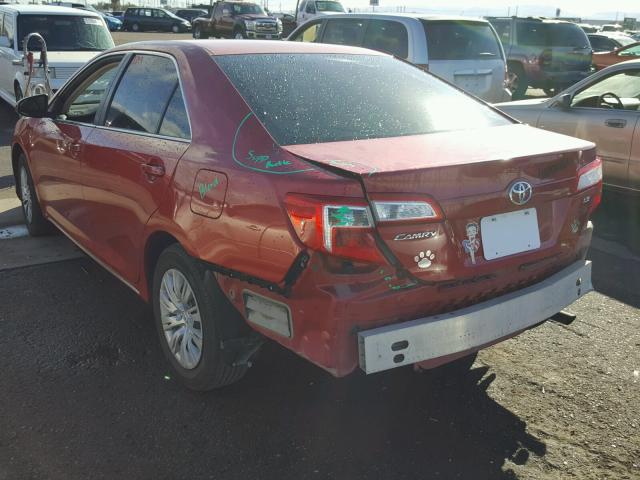 4T1BF1FK6CU582538 - 2012 TOYOTA CAMRY BASE RED photo 3