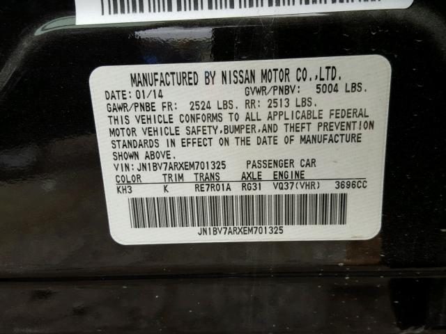 JN1BV7ARXEM701325 - 2014 INFINITI Q50 BASE Чорний фото 10