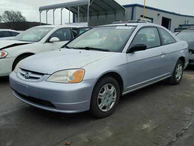 1HGEM21562L015444 - 2002 HONDA CIVIC LX SILVER photo 2