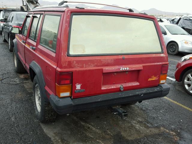 1J4FT88S4ML626820 - 1991 JEEP CHEROKEE S RED photo 3