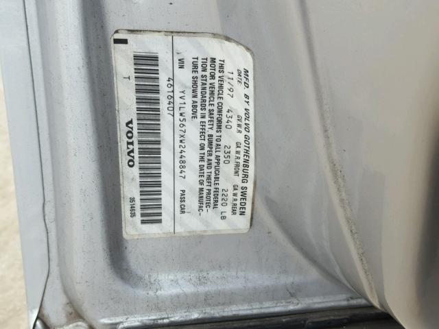 YV1LW567XW2448847 - 1998 VOLVO V70 GLT SILVER photo 10