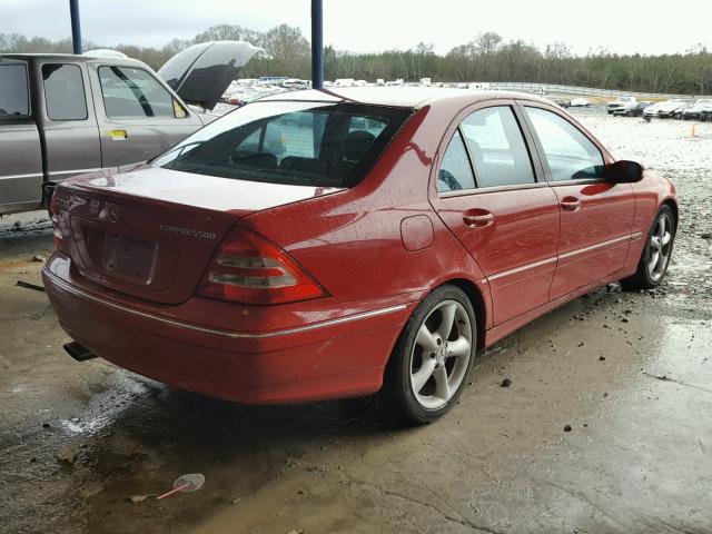 WDBRF40J54F508990 - 2004 MERCEDES-BENZ C 230K SPO RED photo 4