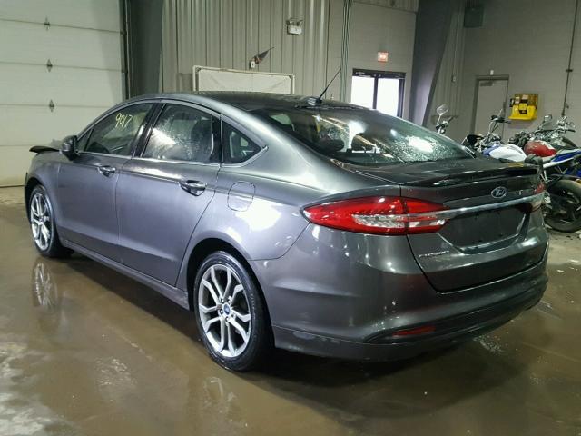 3FA6P0G77HR333838 - 2017 FORD FUSION S GRAY photo 3