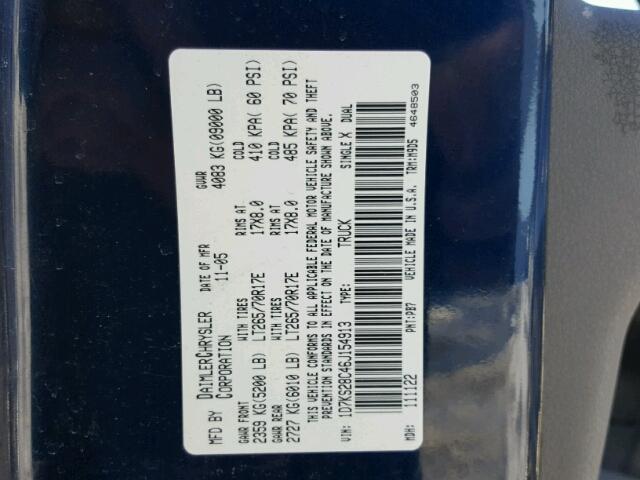1D7KS28C46J154913 - 2006 DODGE RAM 2500 S BLUE photo 10