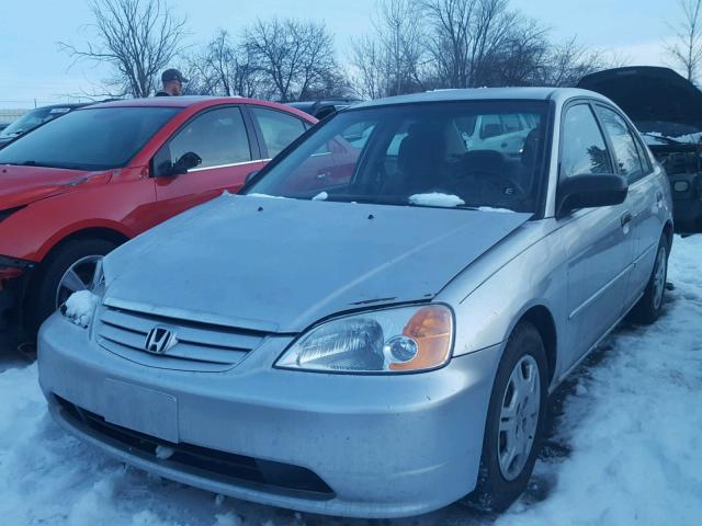 1HGES16591L056206 - 2001 HONDA CIVIC LX SILVER photo 2