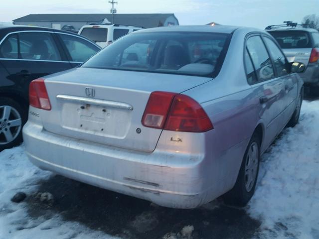 1HGES16591L056206 - 2001 HONDA CIVIC LX SILVER photo 4