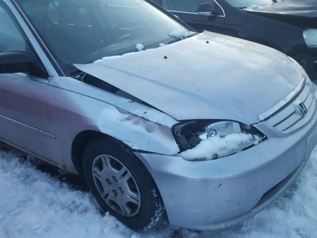 1HGES16591L056206 - 2001 HONDA CIVIC LX SILVER photo 9