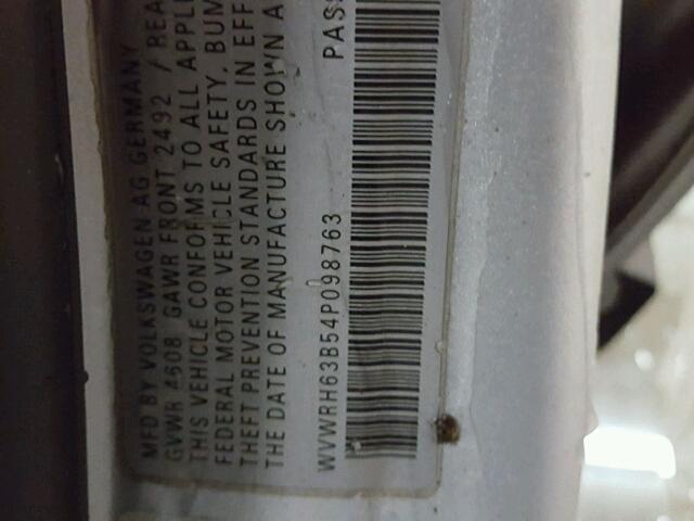 WVWRH63B54P098763 - 2004 VOLKSWAGEN PASSAT GLX SILVER photo 10