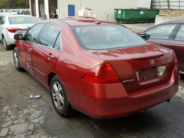 1HGCM568X7A106781 - 2007 HONDA ACCORD EX RED photo 3