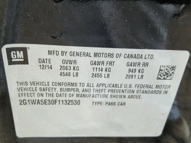 2G1WA5E30F1132530 - 2015 CHEVROLET IMPALA LIM BLACK photo 10