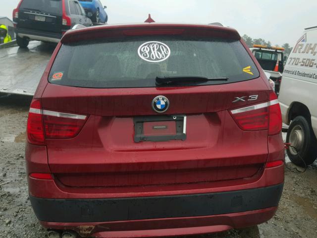 5UXWX9C59D0A22622 - 2013 BMW X3 XDRIVE2 BURGUNDY photo 9