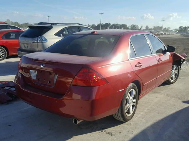 1HGCM56847A069310 - 2007 HONDA ACCORD EX RED photo 4