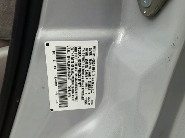 5FNRL18643B067980 - 2003 HONDA ODYSSEY EX SILVER photo 10
