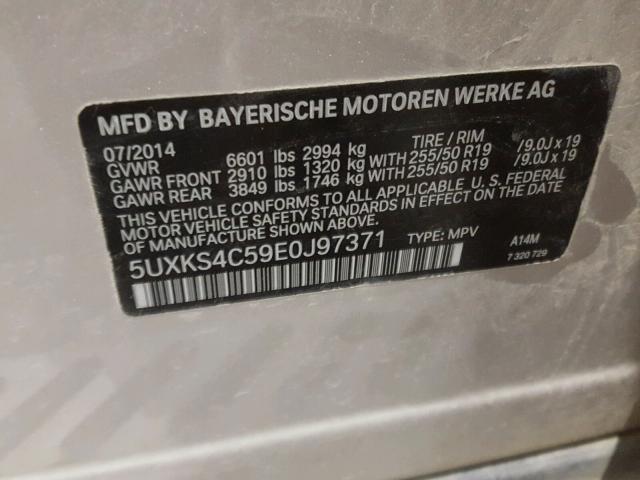 5UXKS4C59E0J97371 - 2014 BMW X5 XDRIVE3 GOLD photo 10