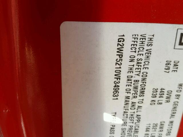 1G2WP5210VF349631 - 1997 PONTIAC GRAND PRIX Qırmızı foto 10