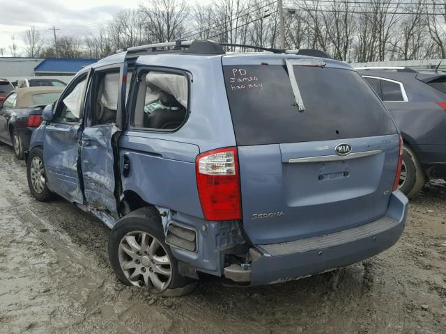 KNDMB233086242616 - 2008 KIA SEDONA EX BLUE photo 3