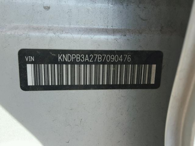 KNDPB3A27B7090476 - 2011 KIA SPORTAGE L SILVER photo 10