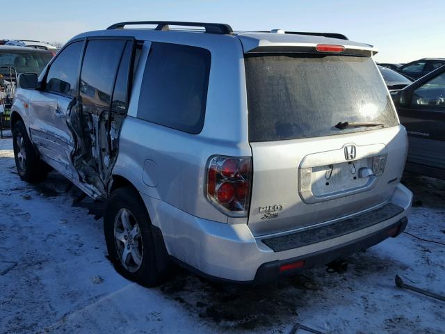 5FNYF18737B004225 - 2007 HONDA PILOT EXL SILVER photo 3