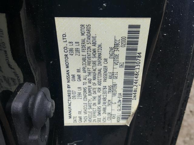 1N4BL24E48C130784 - 2008 NISSAN ALTIMA 3.5 BLACK photo 10