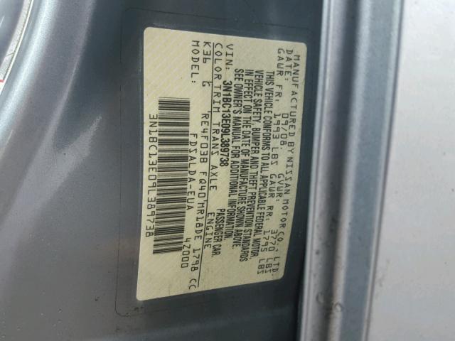 3N1BC13E09L389738 - 2009 NISSAN VERSA S SILVER photo 10