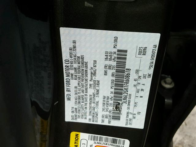 3LN6L2GK1FR608618 - 2015 LINCOLN MKZ 灰色 照片 10