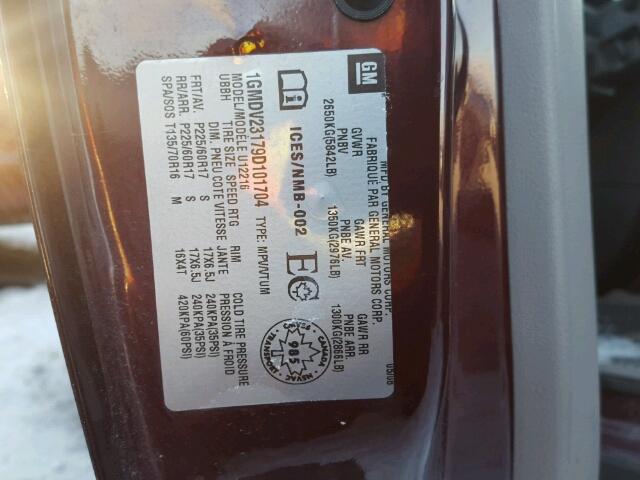 1GMDV23179D101704 - 2009 PONTIAC MONTANA SV MAROON photo 10