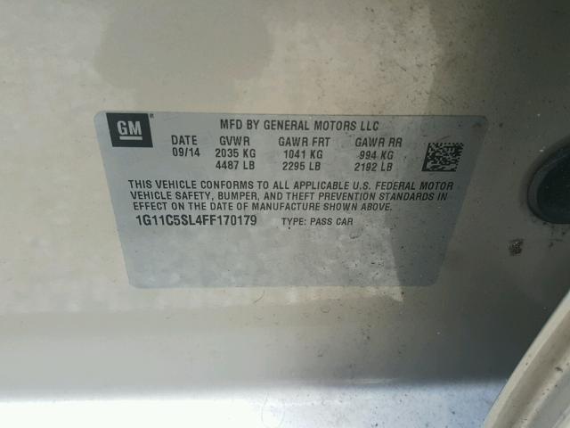 1G11C5SL4FF170179 - 2015 CHEVROLET MALIBU 1LT 棕色 照片 10