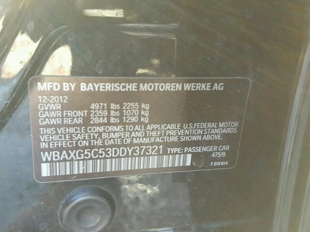 WBAXG5C53DDY37321 - 2013 BMW 528 I BLACK photo 10