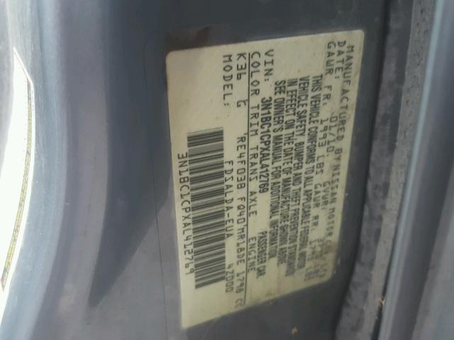 3N1BC1CPXAL412769 - 2010 NISSAN VERSA S GRAY photo 10