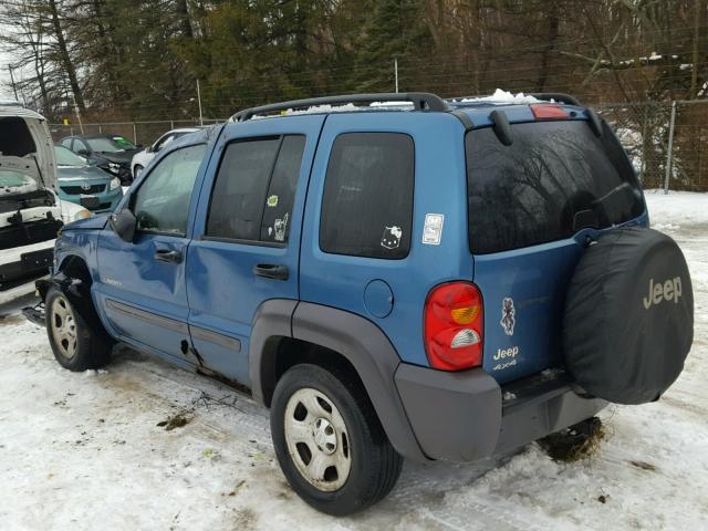 1J4GL48K74W327835 - 2004 JEEP LIBERTY SP BLUE photo 3