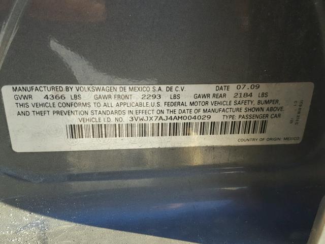 3VWJX7AJ4AM004029 - 2010 VOLKSWAGEN JETTA S 石墨色 照片 10