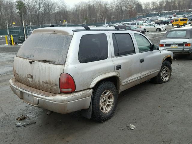 1B4HS48N02F147775 - 2002 DODGE DURANGO SL SILVER photo 4