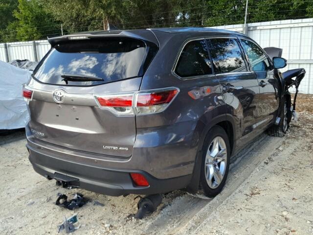 5TDDKRFH8GS344521 - 2016 TOYOTA HIGHLANDER GRAY photo 4