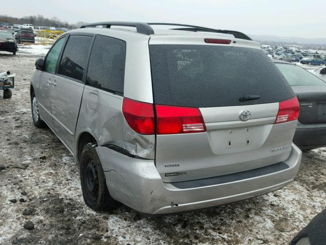 5TDZA23C24S109133 - 2004 TOYOTA SIENNA CE SILVER photo 3