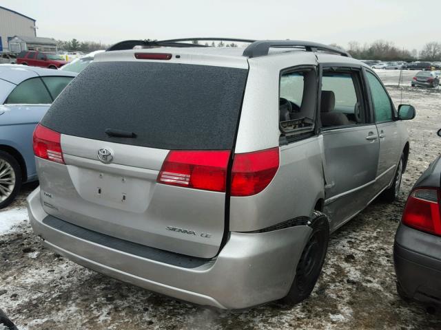 5TDZA23C24S109133 - 2004 TOYOTA SIENNA CE SILVER photo 4