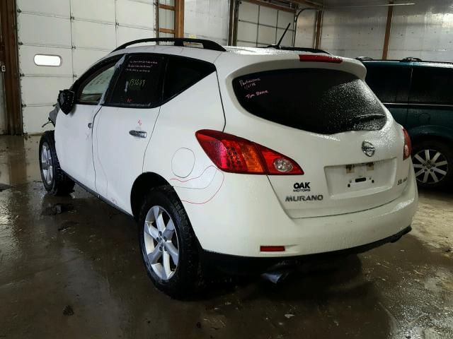 JN8AZ18W69W211792 - 2009 NISSAN MURANO S WHITE photo 3